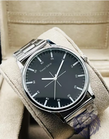 Men's Steel Chain SL07 Silver Black Dial Men style Boys Hand Watch